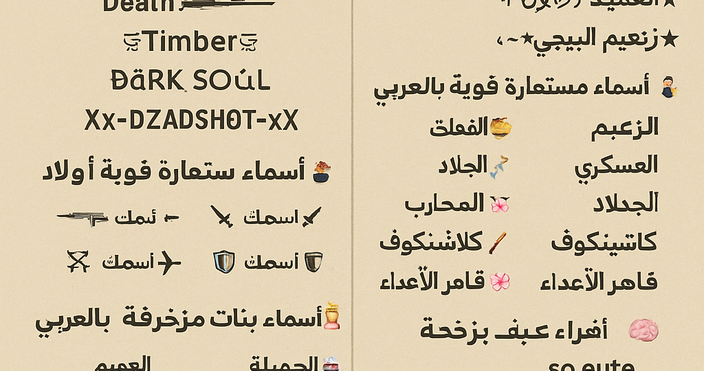 أسماء ببجي مزخرفة